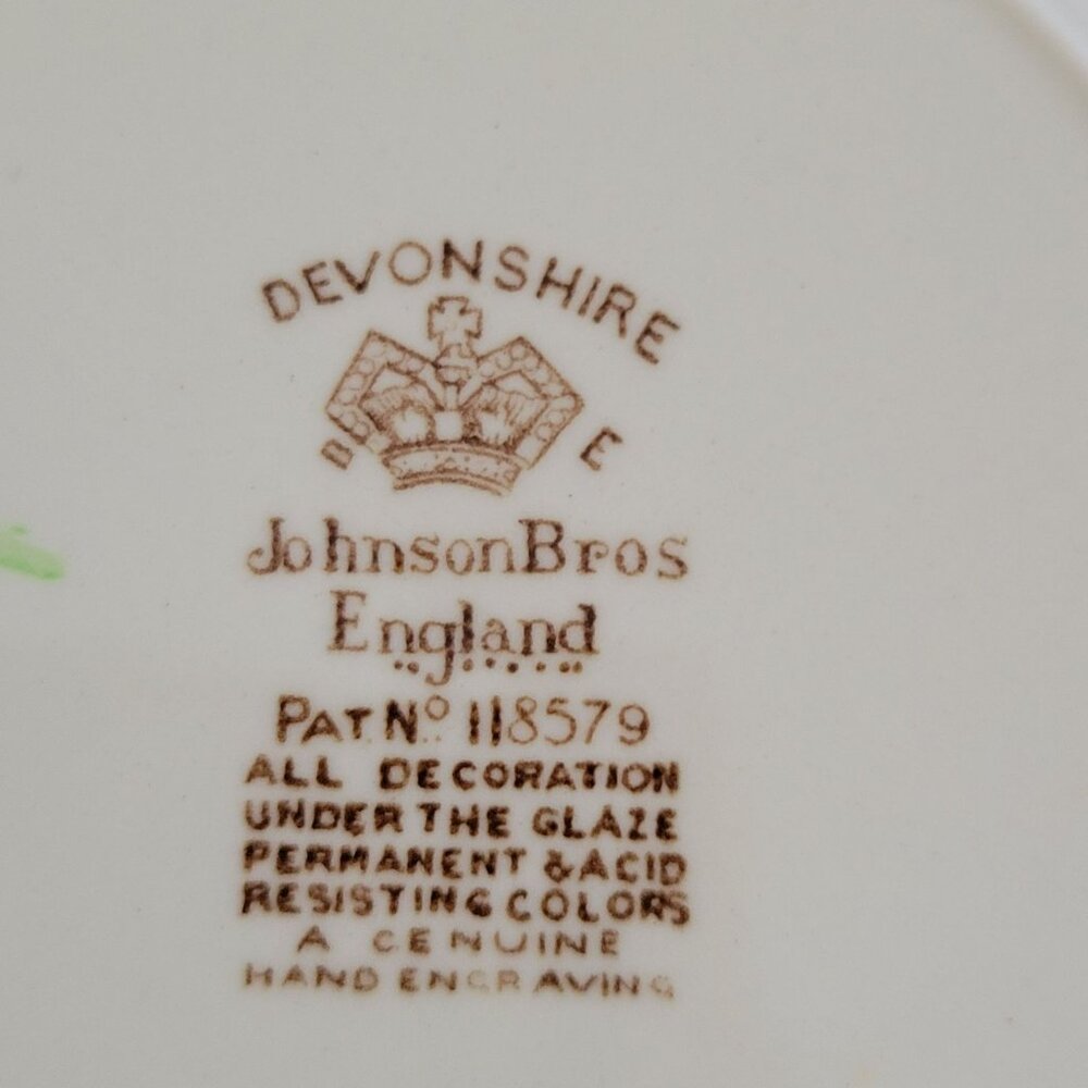 Vintage Johnson Bros Devonshire Soup Bowl Set Of 2, Old English Floral & Bird - Picture 7 of 14